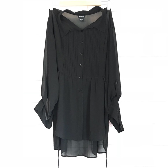Torrid sheer button down tunic top - Picture 4 of 6